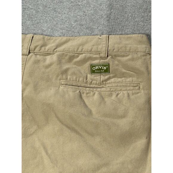 Orvis Chino Shorts Mens W34 Beige Khaki Golf Hiking Fishing Slash Pockets Tan - Picture 11 of 12